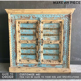 Antique Old Door Carved Solid Wood Sideboard